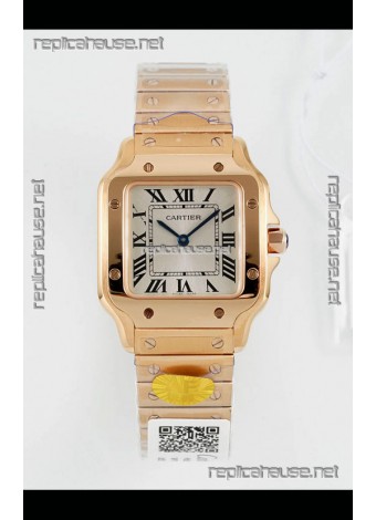 Cartier Santos Swiss Quartz 27MM Rose Gold Super Clone Watch 