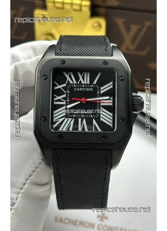 Santos De Cartier in Black Dial PVD MLF Coating Super Clone Watch