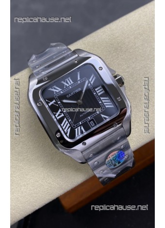 Cartier Santos De Cartier 904L Steel Black Dial Super Clone Replica 40MM Watch
