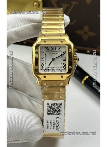 Cartier Santos Swiss Quartz 27MM Yellow Gold Super Clone Watch 