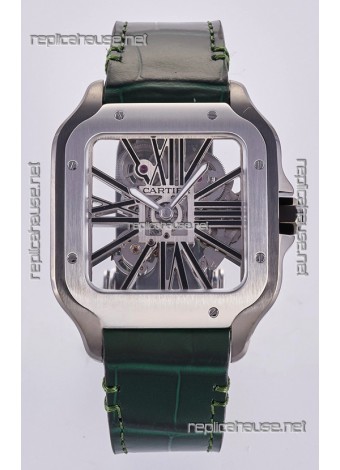 Santos De Cartier Super Clone Watch in Skeleton Dial Steel Case