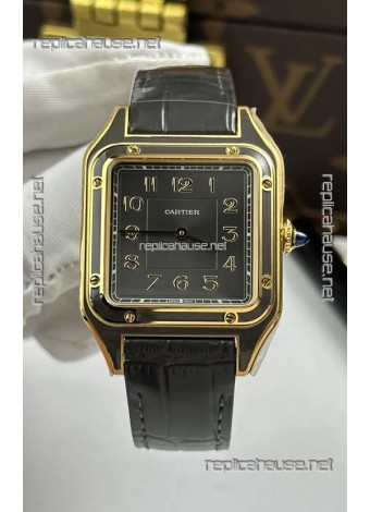 Santos Dumont 31MM Yellow Gold Taupe Grey Dial Super Clone Watch 