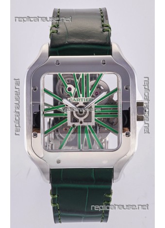 Santos De Cartier Super Clone Watch in Skeleton Dial Steel Case