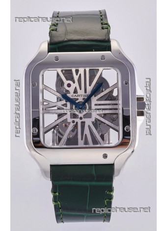 Santos De Cartier Super Clone Watch in Skeleton Dial Steel Case