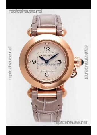 Pasha De Cartier Rose Gold Casing Watch 30MM Super Clone Watch 