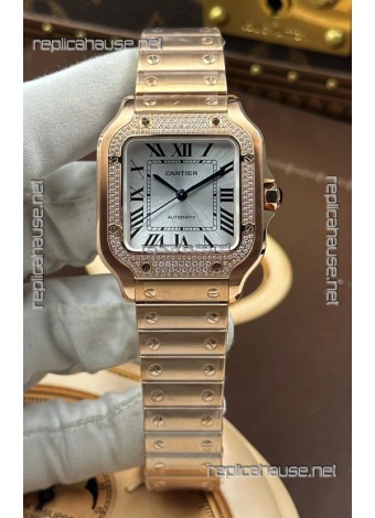 Santos De Cartier 35MM Rose Gold Super Clone Edition Watch 
