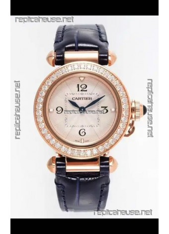 Pasha De Cartier Rose Gold Casing Watch 30MM Super Clone Watch 