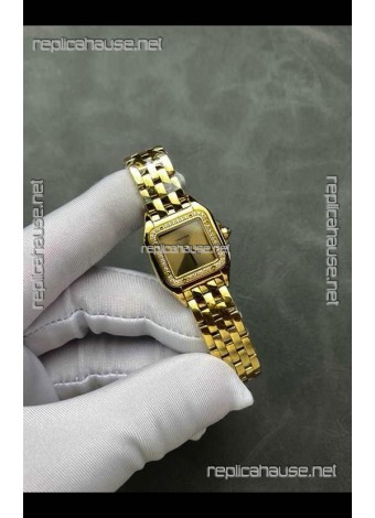 PANTHERE de Cartier 22MM Gold Dial Diamonds Super Clone Watch 