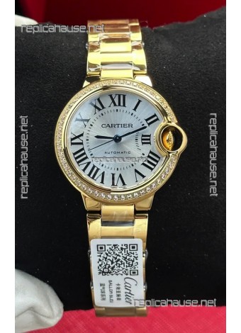 Ballon De Cartier Automatic 33MM Yellow Gold Super Clone Watch 