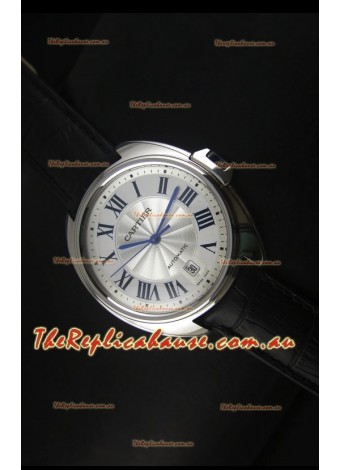 Cle De Cartier Watch 40MM Steel Case with Leather Steap - 1:1 Mirror Replica Watch