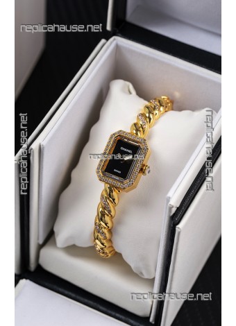 Chanel Premiere Galon Gold Diamonds Swiss Quartz Watch  