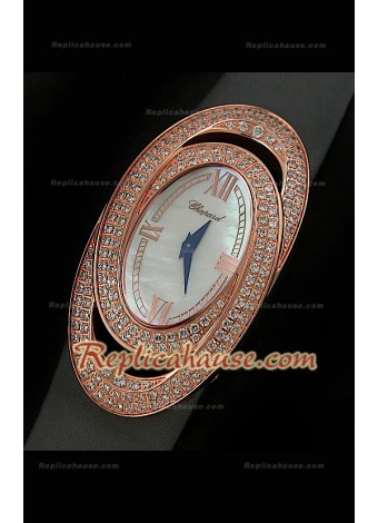 Chopard Xtravagza Rose Gold Ladies Watch in Grey Strap