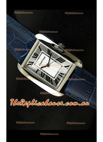 Cartier Tank Ladies Replica Watch in Steel Case/Purple Strap
