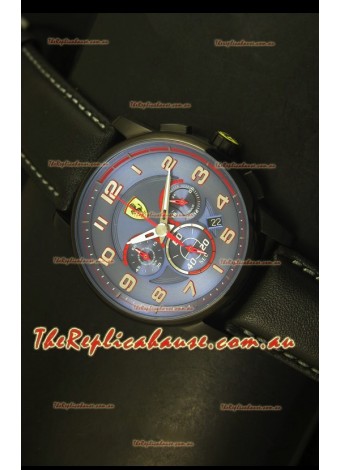Scuderia Ferrari Heritage Chronograph Watch in Blue Dial Black Steel Case