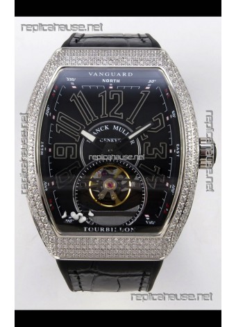 Franck Muller V45 Tourbillon Stainless Steel Diamonds Super Clone Watch 