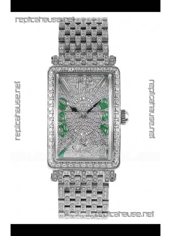Franck Muller Long Island Stainless Steel Diamonds Swiss Replica Watch 