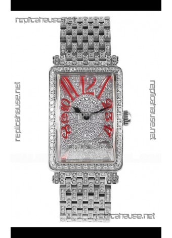 Franck Muller Long Island Stainless Steel Diamonds Swiss Replica Watch 