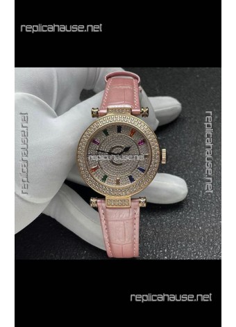 Franck Muller Double Mystery Swiss Quartz Watch in Gold Diamonds Casing