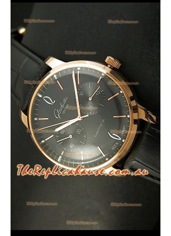 Glashuette Senator Japanese Replica Watch in 18K Pink Gold Case