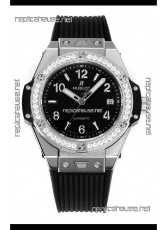 Hublot Big Bang One Click moissanite Bezel Super Clone Watch Black Dial