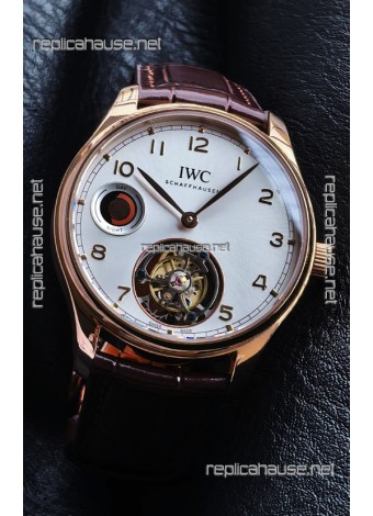 IWC Portuguese Tourbillon Rose Gold Steel dial Super Clone Watch 