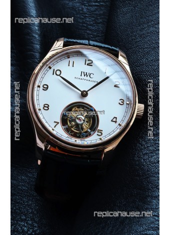 IWC Portuguese Tourbillon Rose Gold White Dial Super Clone Watch 