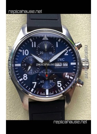IWC PILOT'S Chronograph Blue Dial Rubber Strap Super Clone Watch 