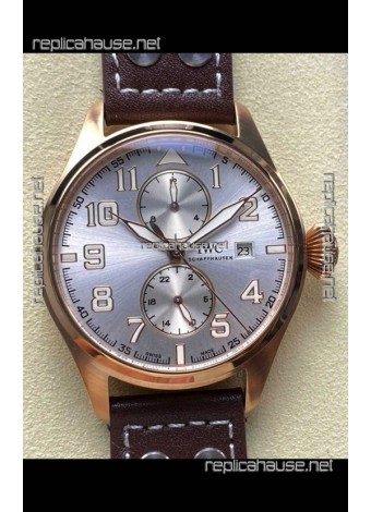 IWC PILOT'S Monopusher Rose Gold Steel Dial Replica Watch 