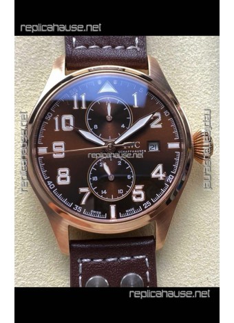 IWC PILOT'S Monopusher Rose Gold Brown Dial Replica Watch  
