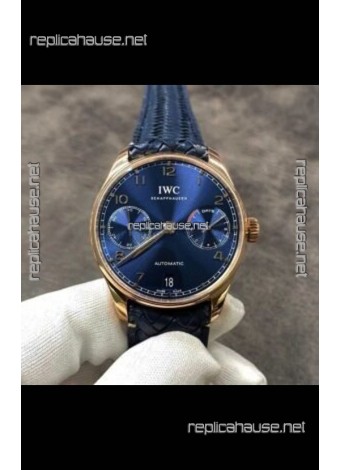 IWC Portugieser Blue Dial Rose Gold Super Clone Watch 