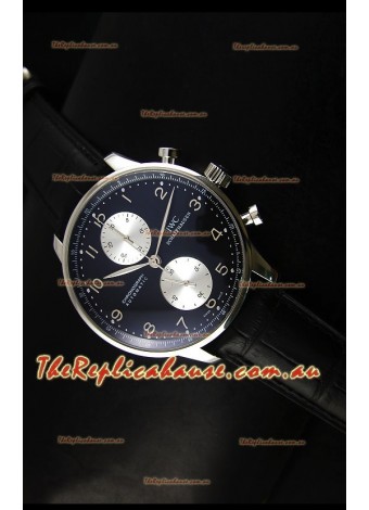 IWC Portuguese Chronograph Swiss Replica Watch in Steel Case - 1:1 Mirror Replica Edition