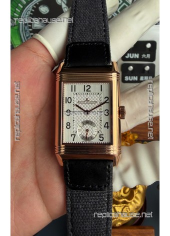 Jaeger-LeCoultre Reverso Tribute Duoface Rose Gold White & Grey Dial Super Clone Watch 