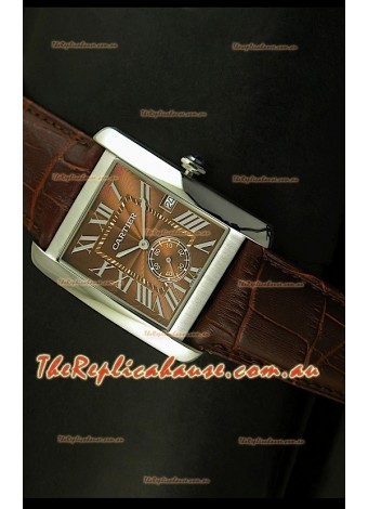 Cartier Tank Anglaise Japanese Replica Watch 34MM - Brown Dial Steel Case