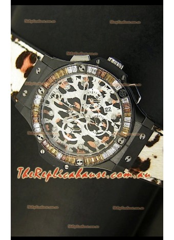 Hublot Big Bang White Zebra Bang Edition in Black PVD Case 34MM Watch