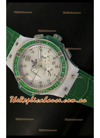 Hublot Big Bang 34MM Ladies Tutti Frutti Edition in Green Strap