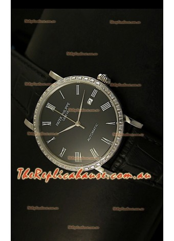 Patek Philippe Calatrava 5120 Swiss Replica Watch in Steel Casing - Roman Hours