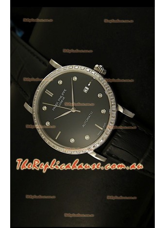 Patek Philippe Calatrava 5298 Swiss Replica Watch in Steel Casing - Diamonds Hours
