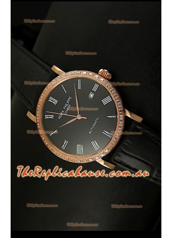 Patek Philippe Calatrava 5298 Swiss Replica Watch in Pink Gold Casing - Roman Hours