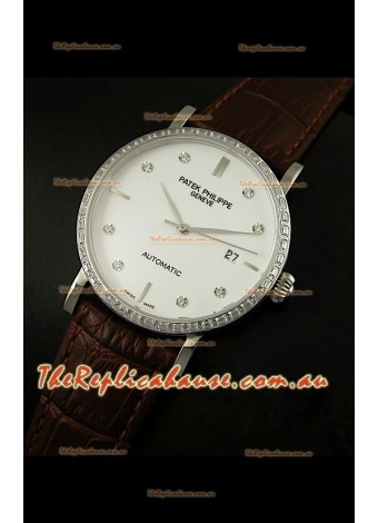 Patek Philippe Calatrava 5298 Swiss Replica Watch in Steel Casing - Diamonds Hours