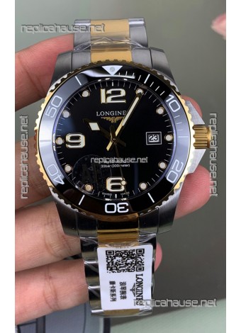 Longines HydroConquest Black Dial Two Tone Super Clone Watch 