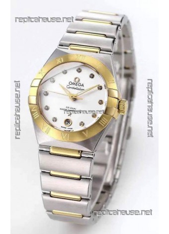 Omega Constellation 29MM Two Tone Yellow Gold White Dial Automatic Super Clone Watch 