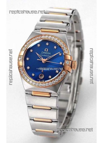 Omega Constellation 29MM Two Tone Rose Gold Blue Dial Automatic Super Clone Watch 