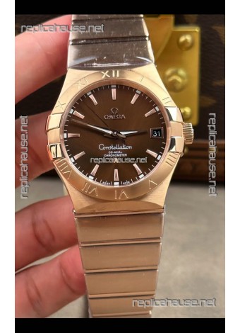 Omega Constellation 38MM Rose Gold Brown Dial Super Clone Watch 