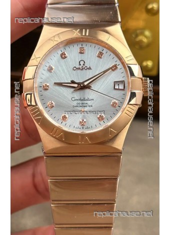 Omega Constellation 38MM Rose Gold Steel Dial Super Clone Watch 