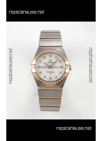Omega Constellation 28MM Two Tone Rose Gold Pearl Dial QUARTZ Super Clone Watch 