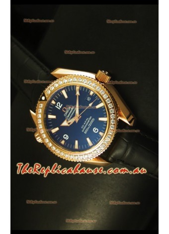Omega Planet Ocean Rose Gold Plated Swiss Timepiece with Diamonds