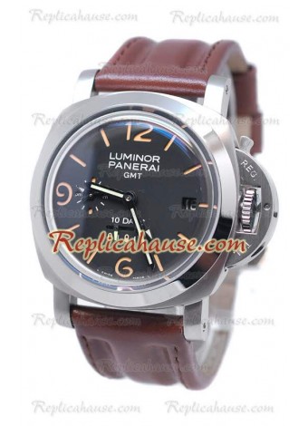 Panerai Luminor GMT 10 Days Brown Leather Wristwatch PN-20110520