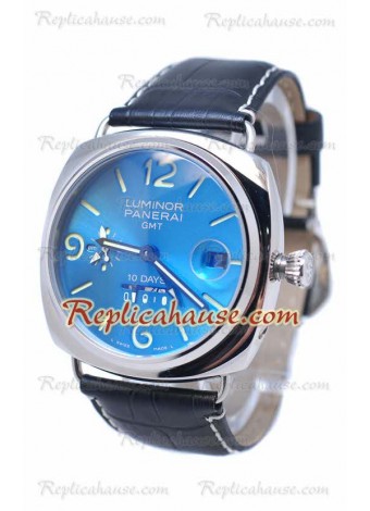 Panerai Radiomir GMT 10 Days Swiss Wristwatch Blue Face PN-20110522