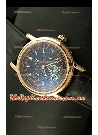 Patek Philippe Complications Tourbillon Japanese Replica Watch in Pink Gold