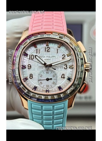 Patek Philippe Aquanaut 7968 Rose 2 Tone Strap Super Clone Watch 